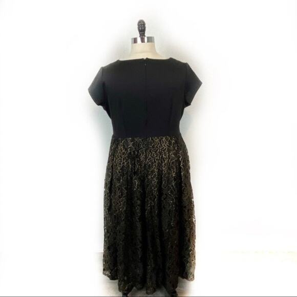 Lace Midi Dress Formal Mother of the Bride Eloquii Black/Gold Stretch sz 20W - Picture 6 of 13